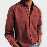 Lässiges Herren-Langarmhemd in Jeans-Optik