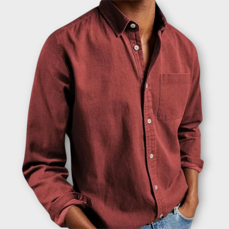 Lässiges Herren-Langarmhemd in Jeans-Optik