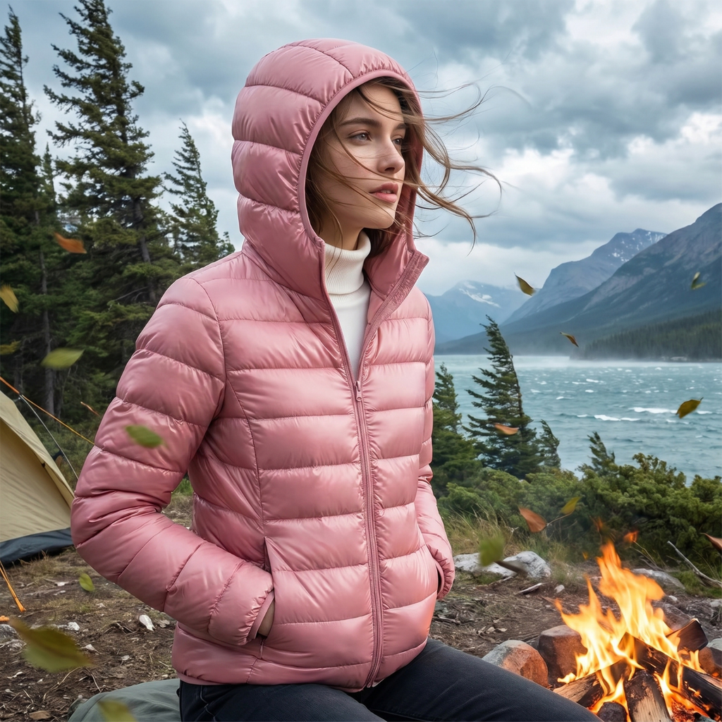 Leichte Damen-Steppjacke mit Kapuze