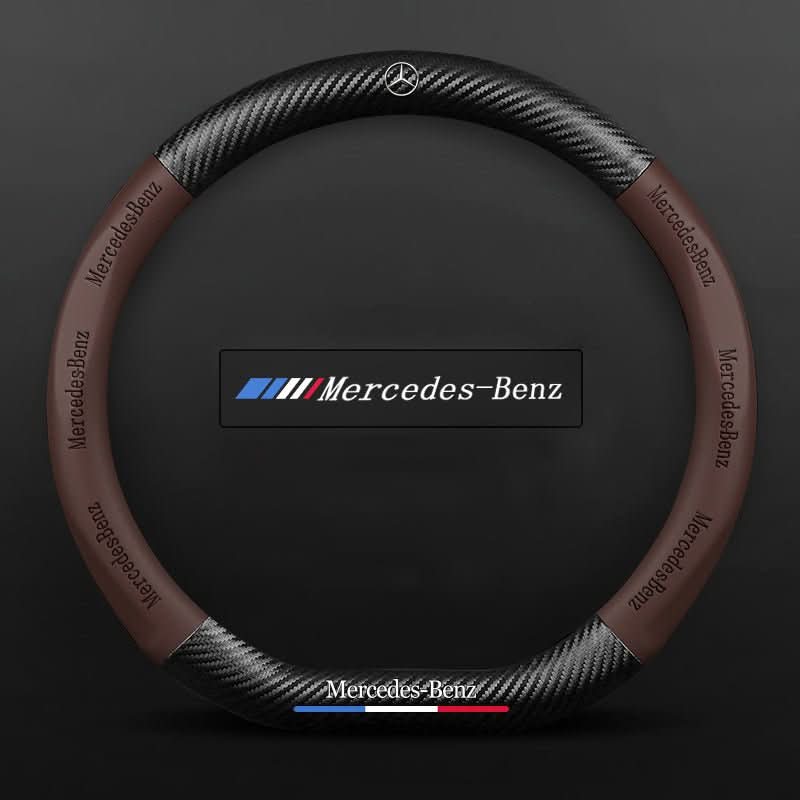 Lenkradbezug mit strukturierter Oberfläche, Mercedes-Benz Schriftzügen und farbigem Zierstreifen
