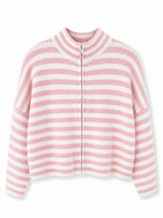 Gestreifte Damen-Strickjacke mit Reißverschluss
