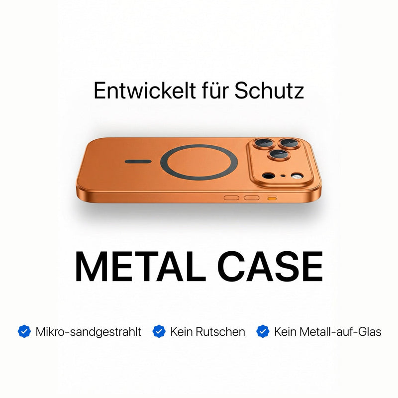 iPhone-Metallhülle mit Kameraschutz und schwarzem MagSafe-Ring