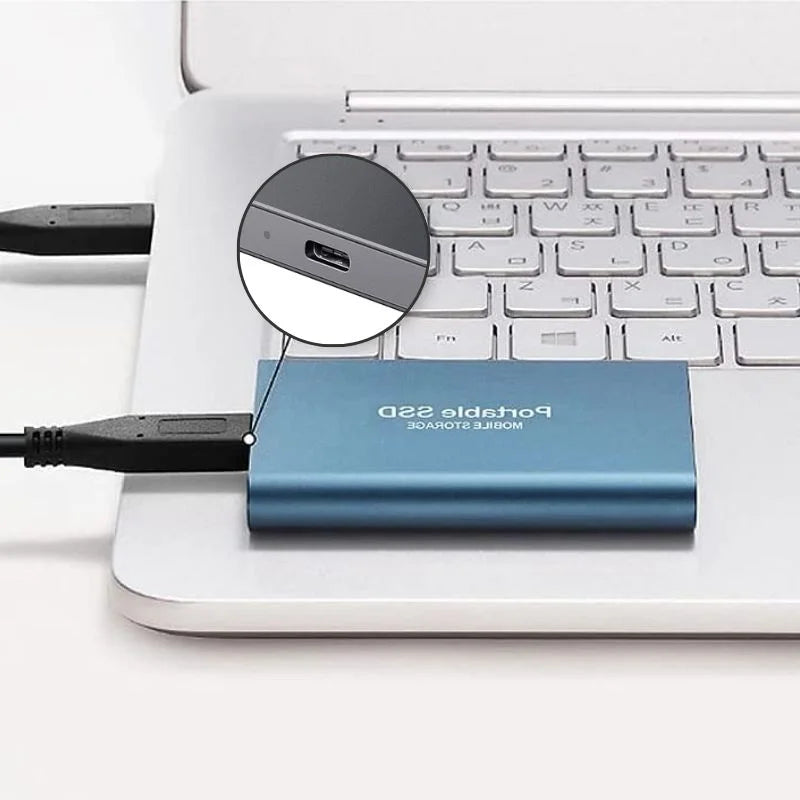 Kompakte tragbare externe SSD mit USB-C-Anschluss