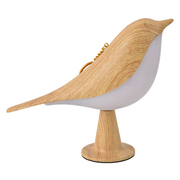 Kabellose Vogel-Tischlampe mit Holzoptik