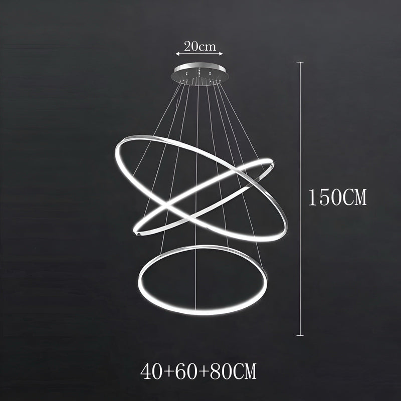 LED-Kronleuchter aus schwebenden Ringen