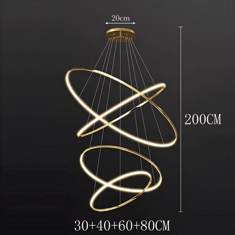 LED-Kronleuchter aus schwebenden Ringen