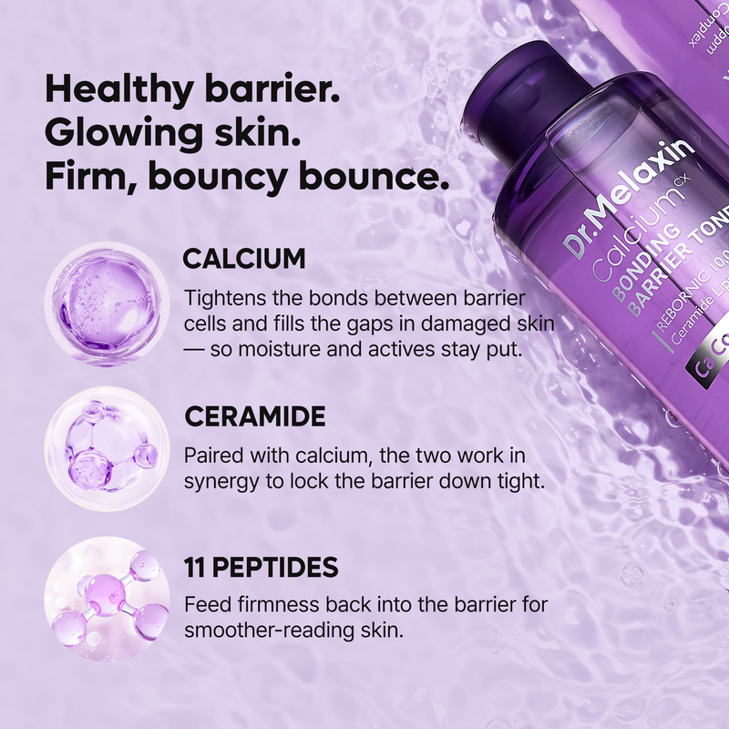 Mehrteiliges Gesichtspflege-Set mit Toner, Serum, Cremes und Pflegestift in violetten und rosafarbenen Verpackungen