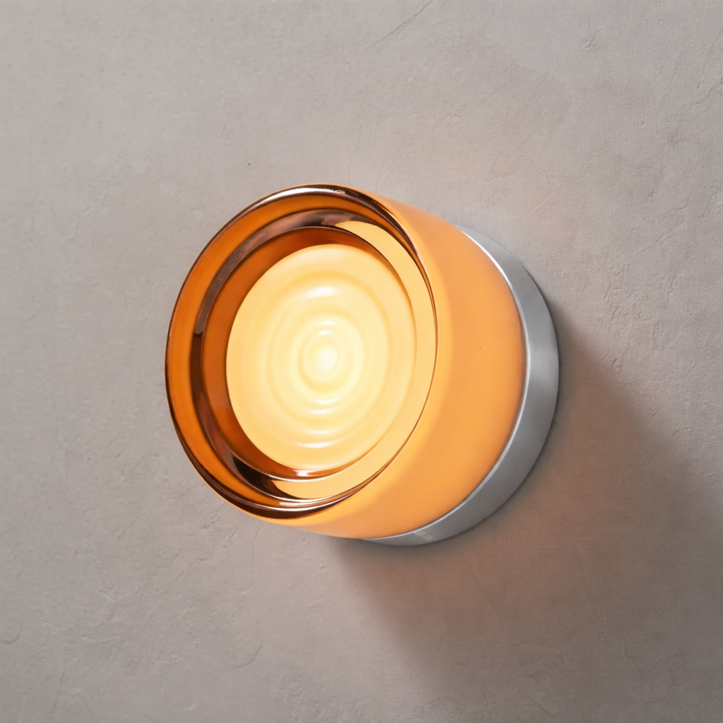 Runde LED-Wandleuchte mit gerillter Scheibe