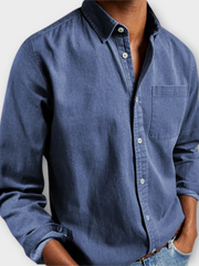 Lässiges Herren-Langarmhemd in Jeans-Optik