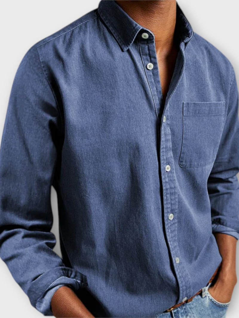 Lässiges Herren-Langarmhemd in Jeans-Optik