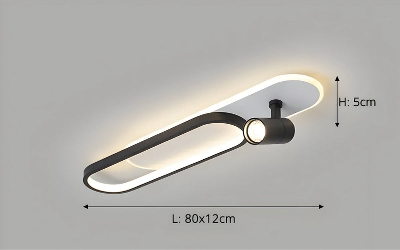 Lineare LED-Deckenleuchte mit schwenkbaren Spots