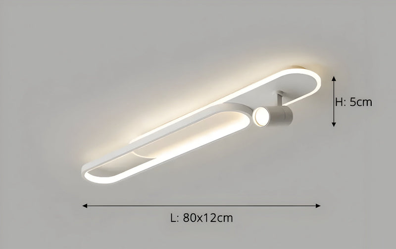 Lineare LED-Deckenleuchte mit schwenkbaren Spots