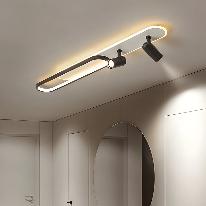 Lineare LED-Deckenleuchte mit schwenkbaren Spots