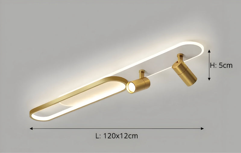 Lineare LED-Deckenleuchte mit schwenkbaren Spots
