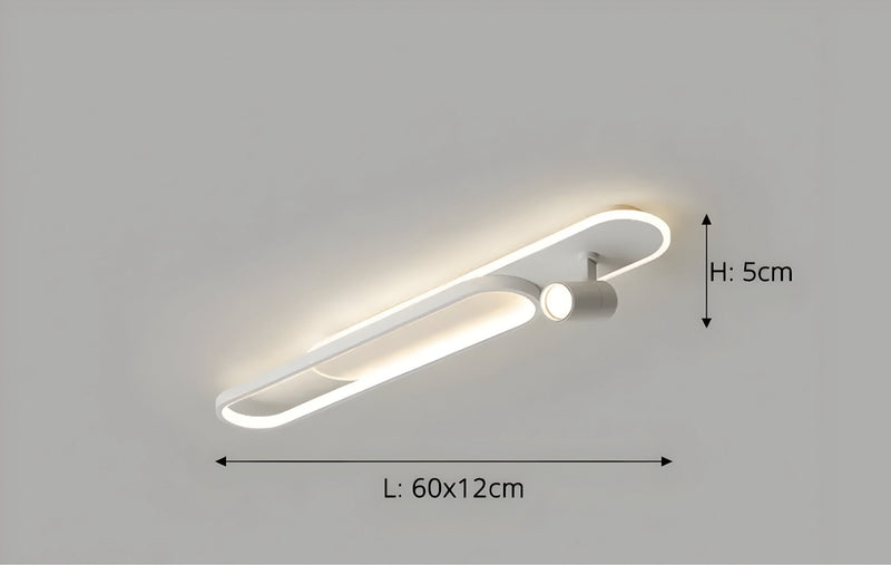 Lineare LED-Deckenleuchte mit schwenkbaren Spots