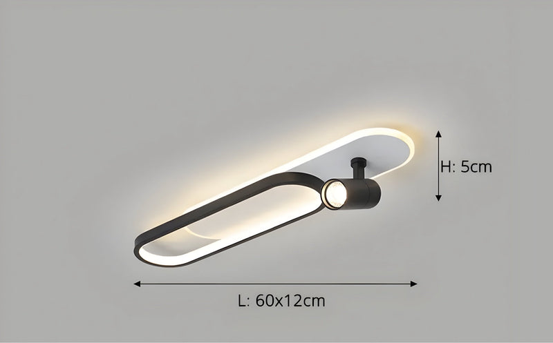 Lineare LED-Deckenleuchte mit schwenkbaren Spots