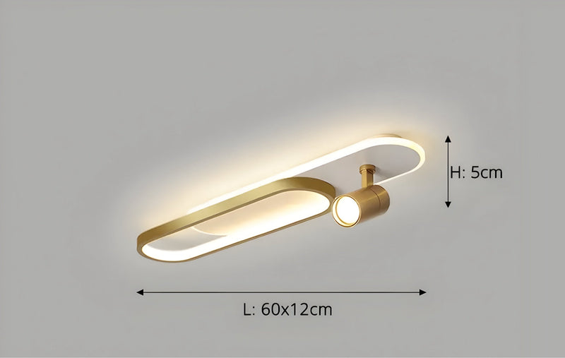 Lineare LED-Deckenleuchte mit schwenkbaren Spots