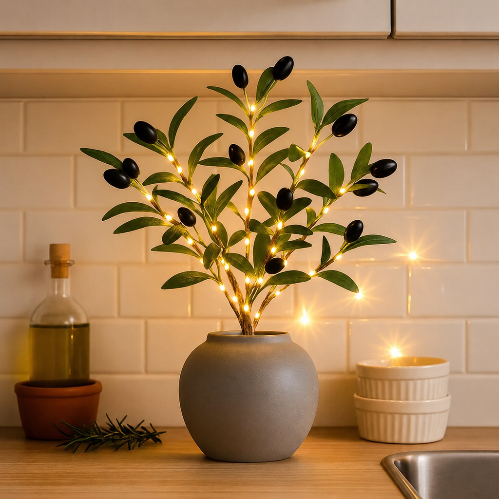 Beleuchtete Deko-Zweige mit warmweißen LEDs