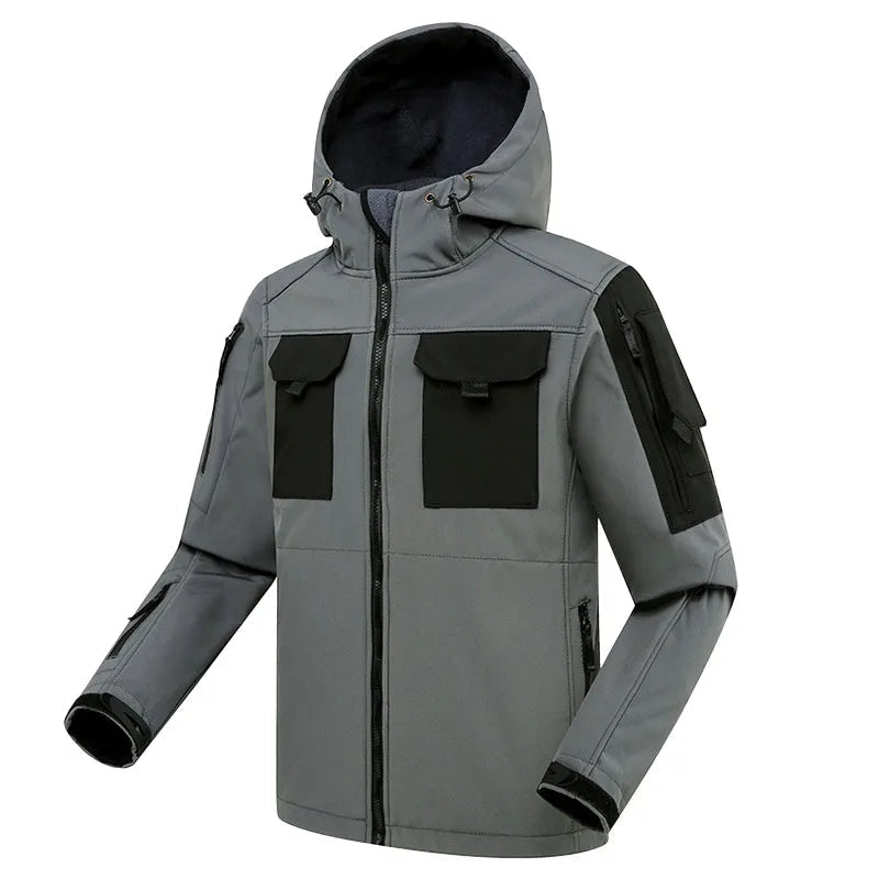 Zweiteiliges Outdoor-Cargotaschen-Set mit Kapuzenjacke und Cargohose