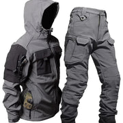 Zweiteiliges Outdoor-Cargotaschen-Set mit Kapuzenjacke und Cargohose