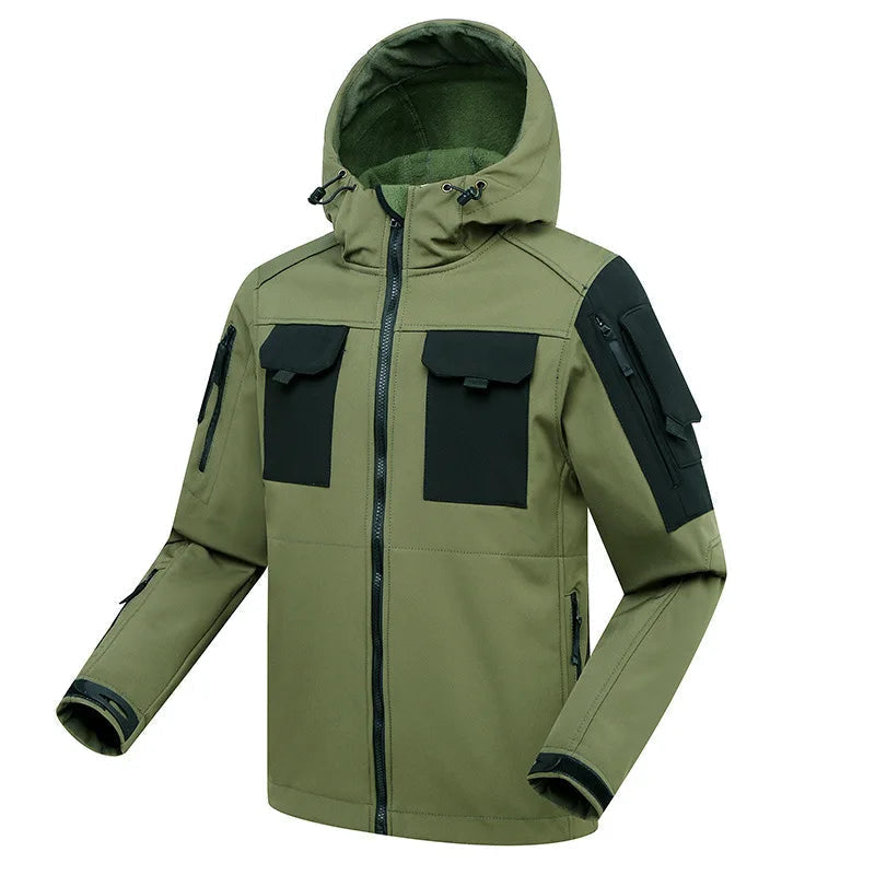 Zweiteiliges Outdoor-Cargotaschen-Set mit Kapuzenjacke und Cargohose