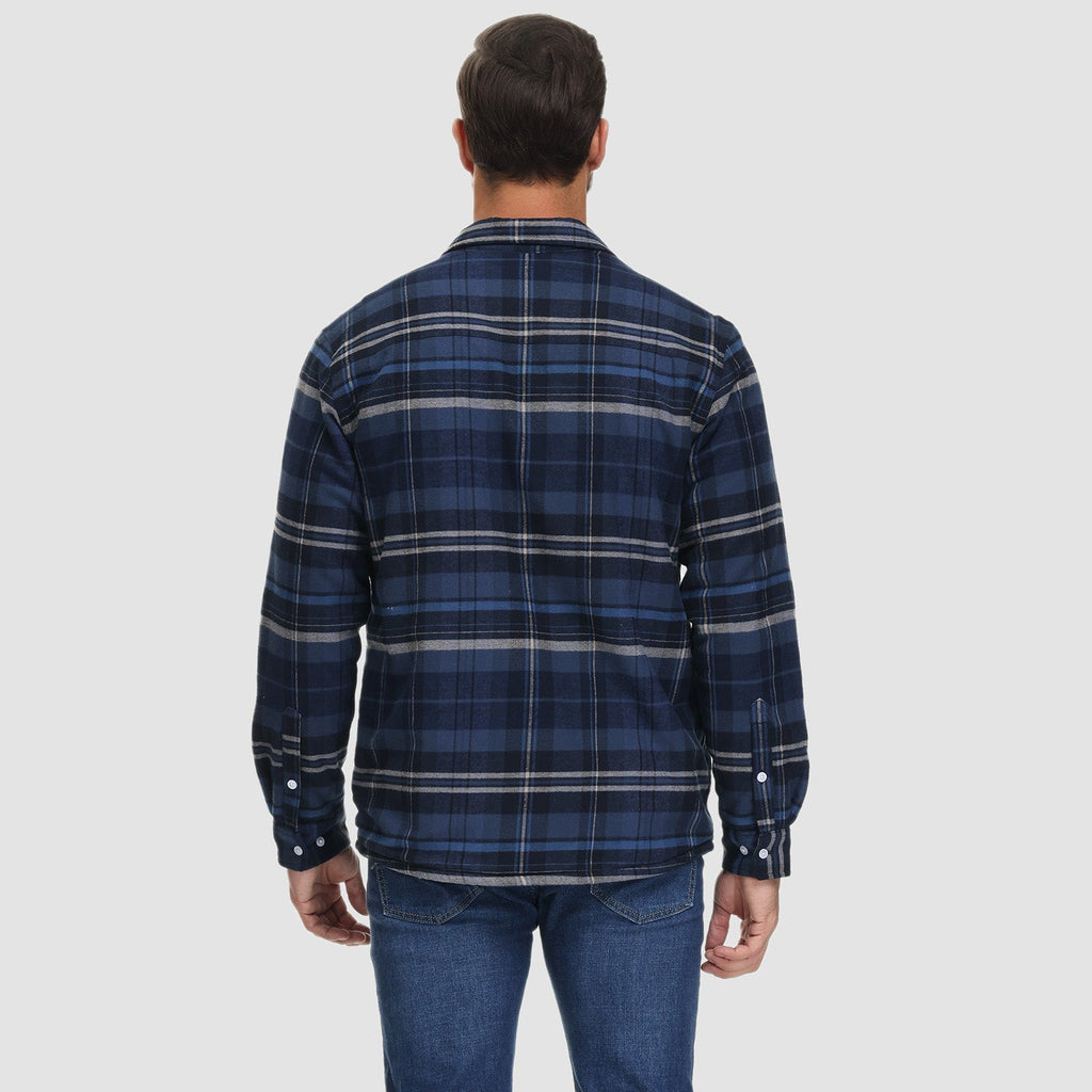 Karierte Herren-Hemdjacke mit Teddyfutter