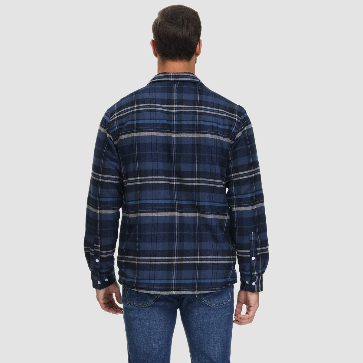 Karierte Herren-Hemdjacke mit Teddyfutter