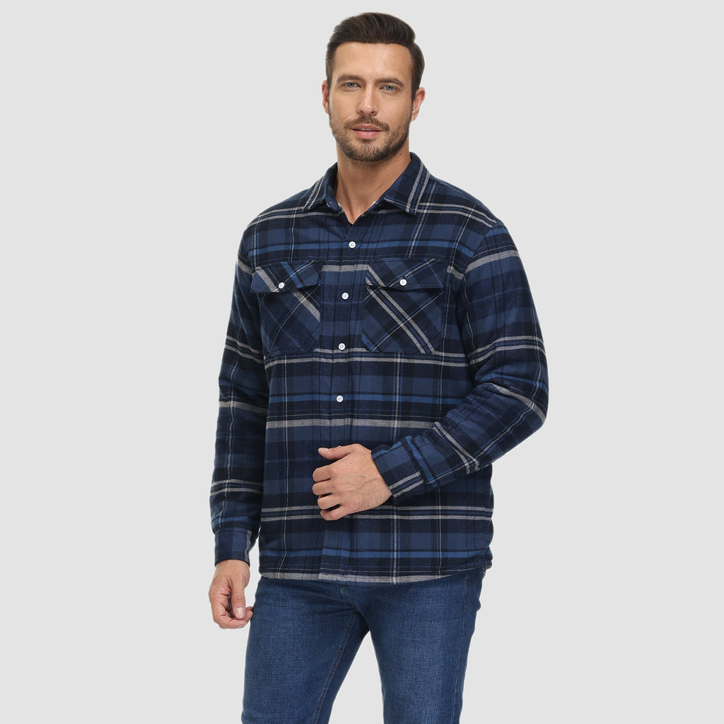 Karierte Herren-Hemdjacke mit Teddyfutter