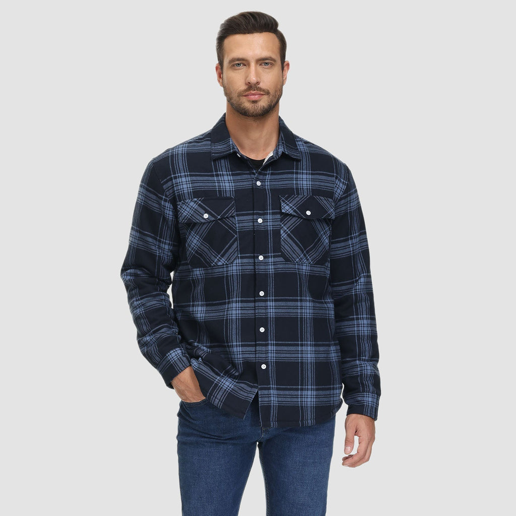 Karierte Herren-Hemdjacke mit Teddyfutter