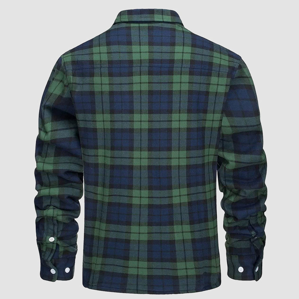 Karierte Herren-Hemdjacke mit Teddyfutter