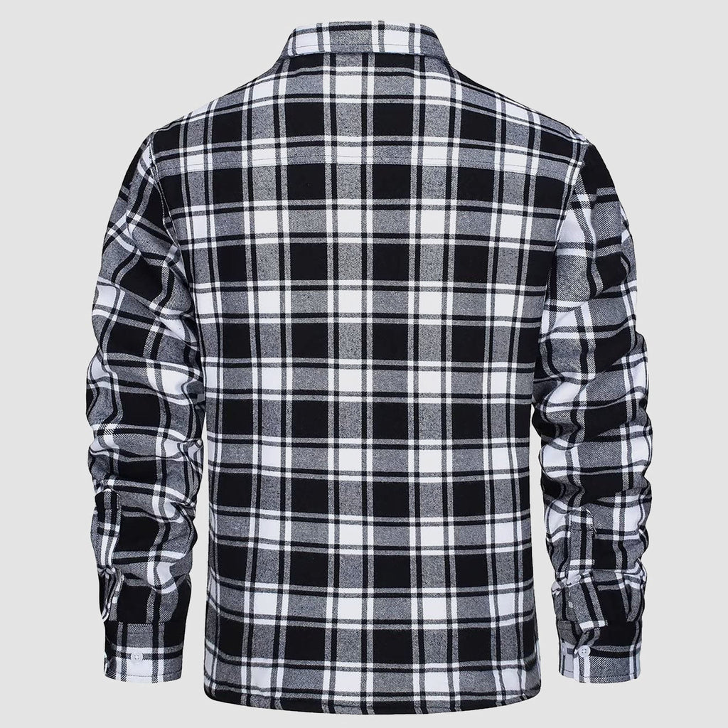 Karierte Herren-Hemdjacke mit Teddyfutter