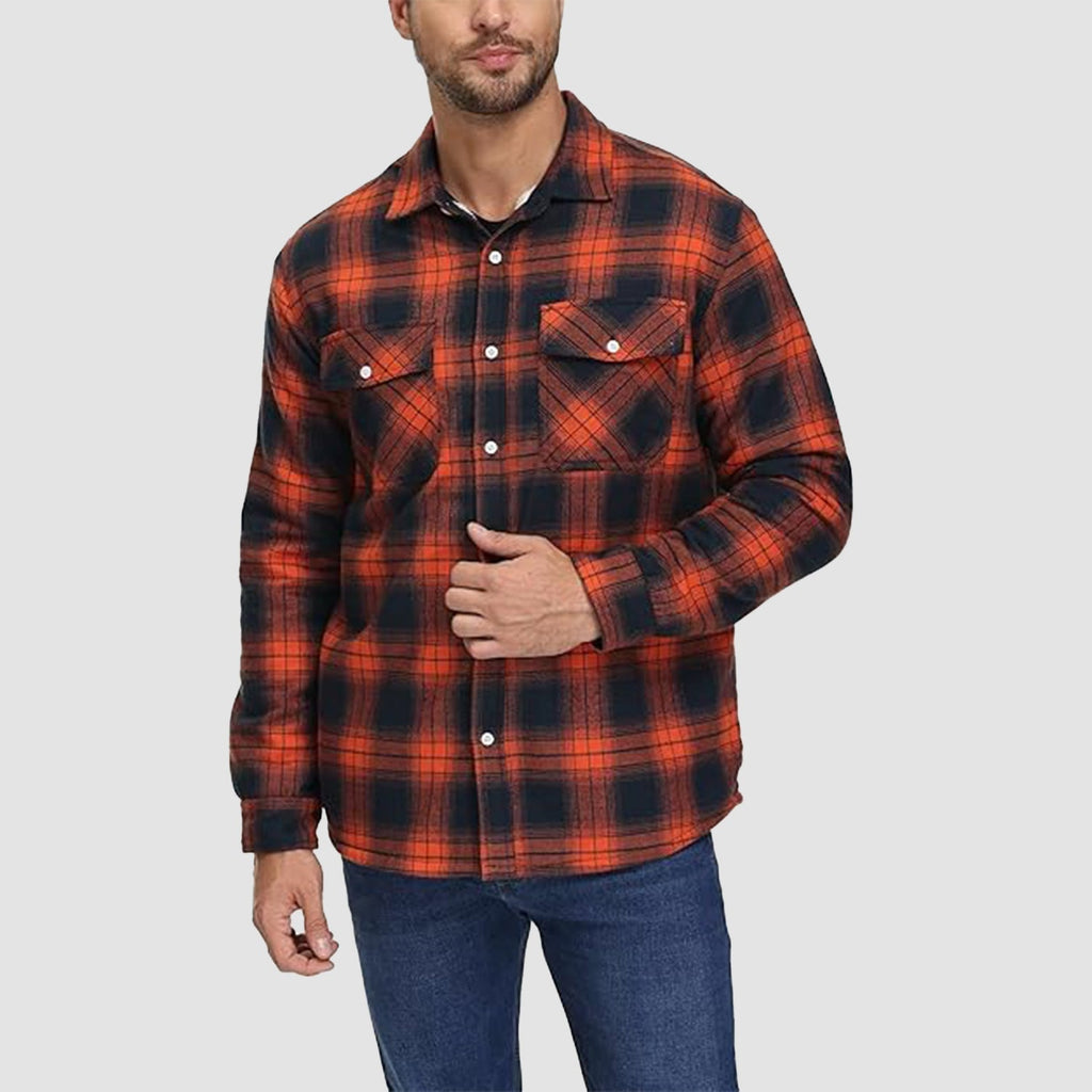 Karierte Herren-Hemdjacke mit Teddyfutter