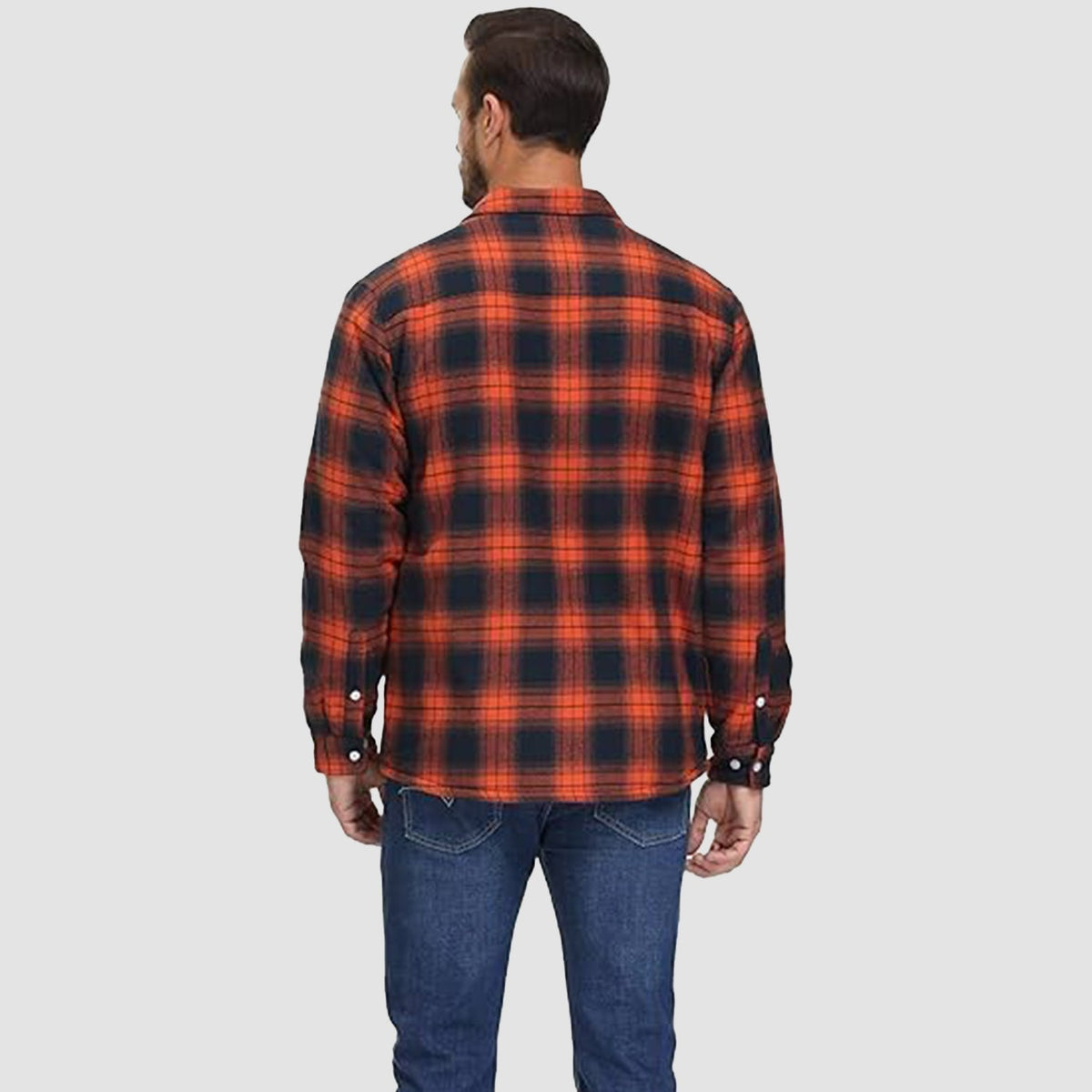 Karierte Herren-Hemdjacke mit Teddyfutter