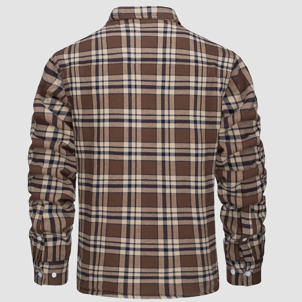 Karierte Herren-Hemdjacke mit Teddyfutter