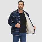 Karierte Herren-Hemdjacke mit Teddyfutter
