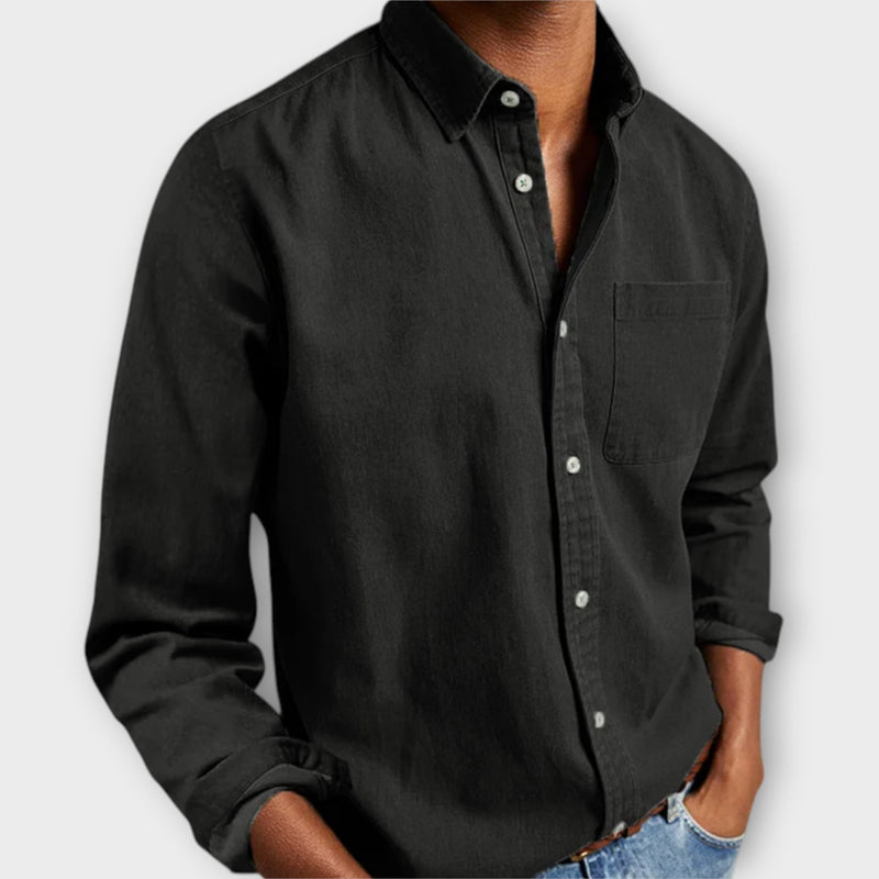 Lässiges Herren-Langarmhemd in Jeans-Optik