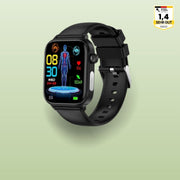 Smartwatch mit rechteckigem Touchdisplay, SOS-Funktion und verstellbarem Armband
