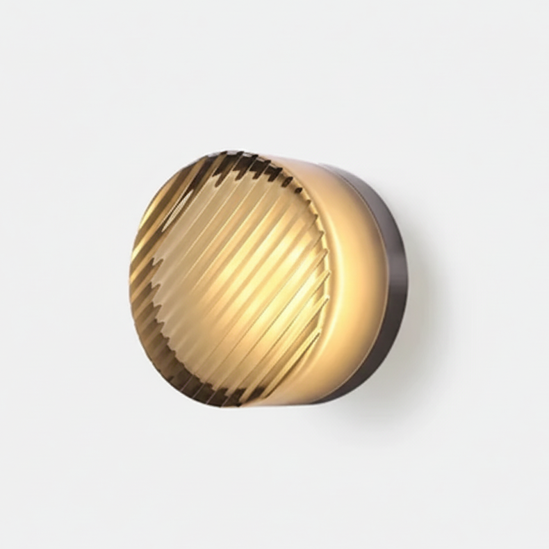 Runde LED-Wandleuchte mit gerillter Scheibe
