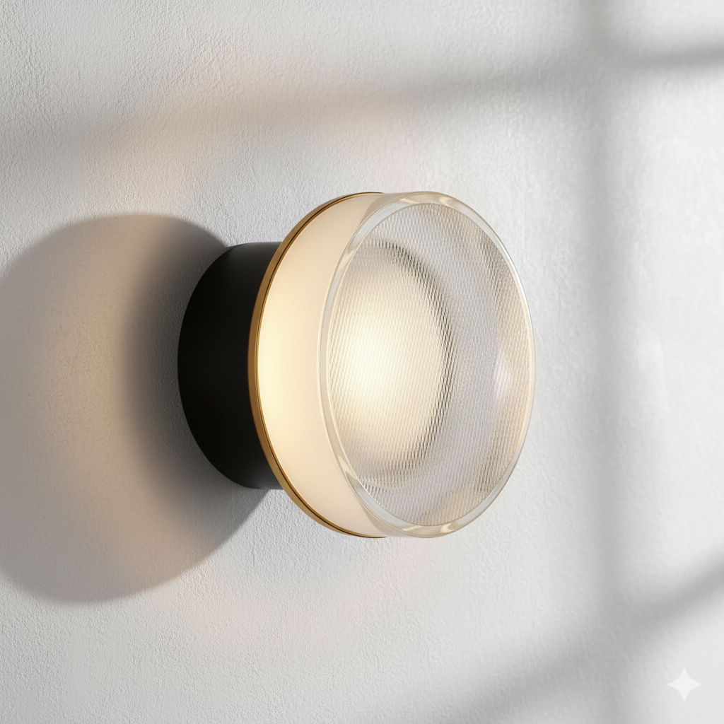 Runde LED-Wandleuchte mit gerillter Scheibe
