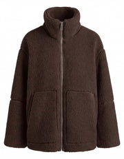 Kuschelige Damen-Teddyjacke mit Stehkragen