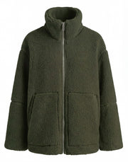Kuschelige Damen-Teddyjacke mit Stehkragen