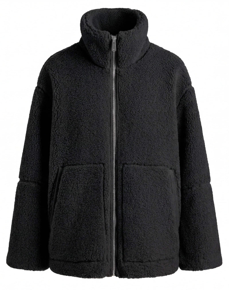 Kuschelige Damen-Teddyjacke mit Stehkragen