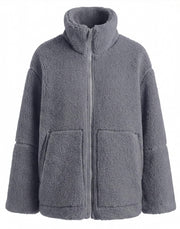 Kuschelige Damen-Teddyjacke mit Stehkragen