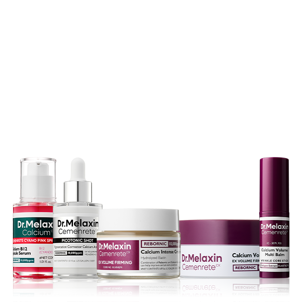 Mehrteiliges Hautpflege-Set mit Seren, Creme und Pflegebalsam in weißen und bordeauxfarbenen Behältern