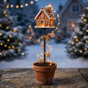 Weihnachts-Gartenstecker mit leuchtender Lichterkette, Dekorfigur und festlichen Anhängern