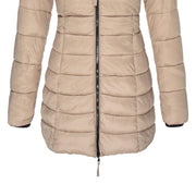 Lange gesteppte Damen-Winterjacke mit Kapuze