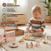 Musikinstrumente-Set aus Holz für Babys und Kleinkinder
