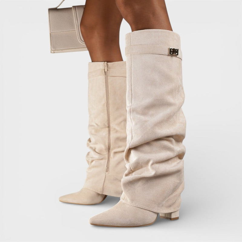 Elegante Damen-Slouch-Stiefel mit spitzer Zehe