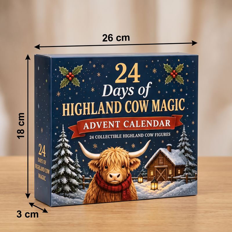 Adventskalender mit 24 Highland-Rindern