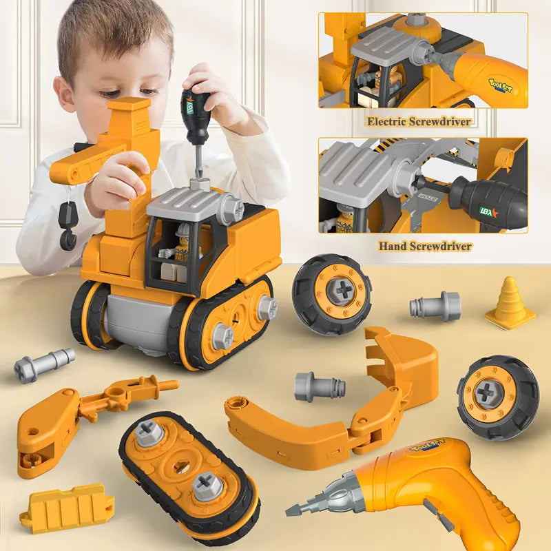 Baufahrzeuge-Spielset zum Zusammenschrauben
